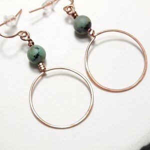 Artisan earrings  020# NEW bohemian African Turquoise Copper Bohemian indie hoop